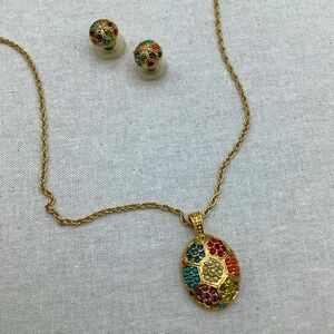 D’Orlan Buried Treasure 22kt Gold Pendant Necklace and Earring Set